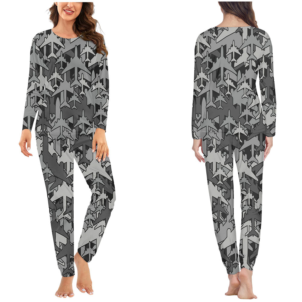 Dark Coloured Airplanes Designed Pijamas