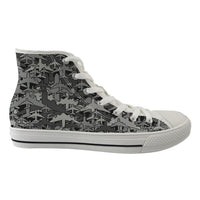 Thumbnail for Dark Coloured Airplanes Designed Long Canvas Shoes (Men)