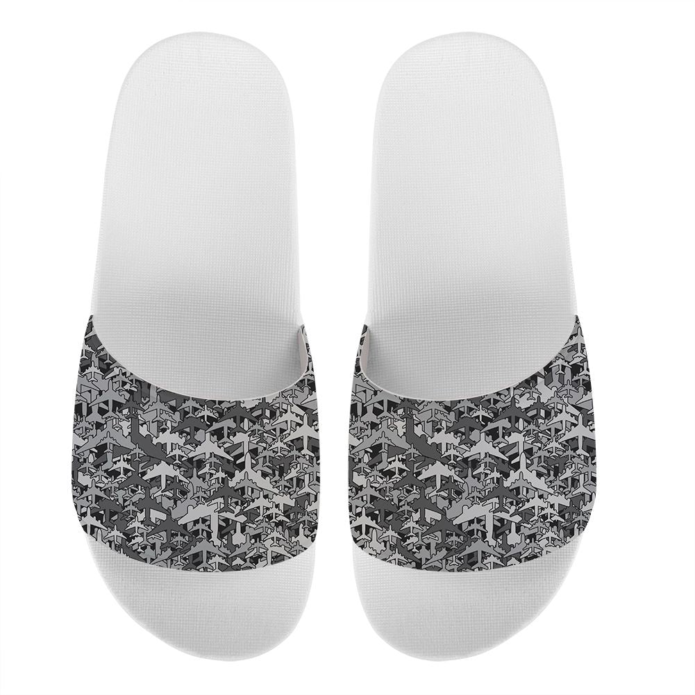 Dark Coloured Airplanes Designed Sport Slippers