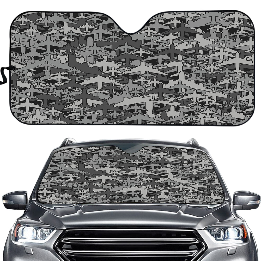Dark Coloured Airplanes Designed Car Sun Shade