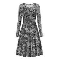 Thumbnail for Dark Coloured Airplanes Designed Long Sleeve Women Midi Dress