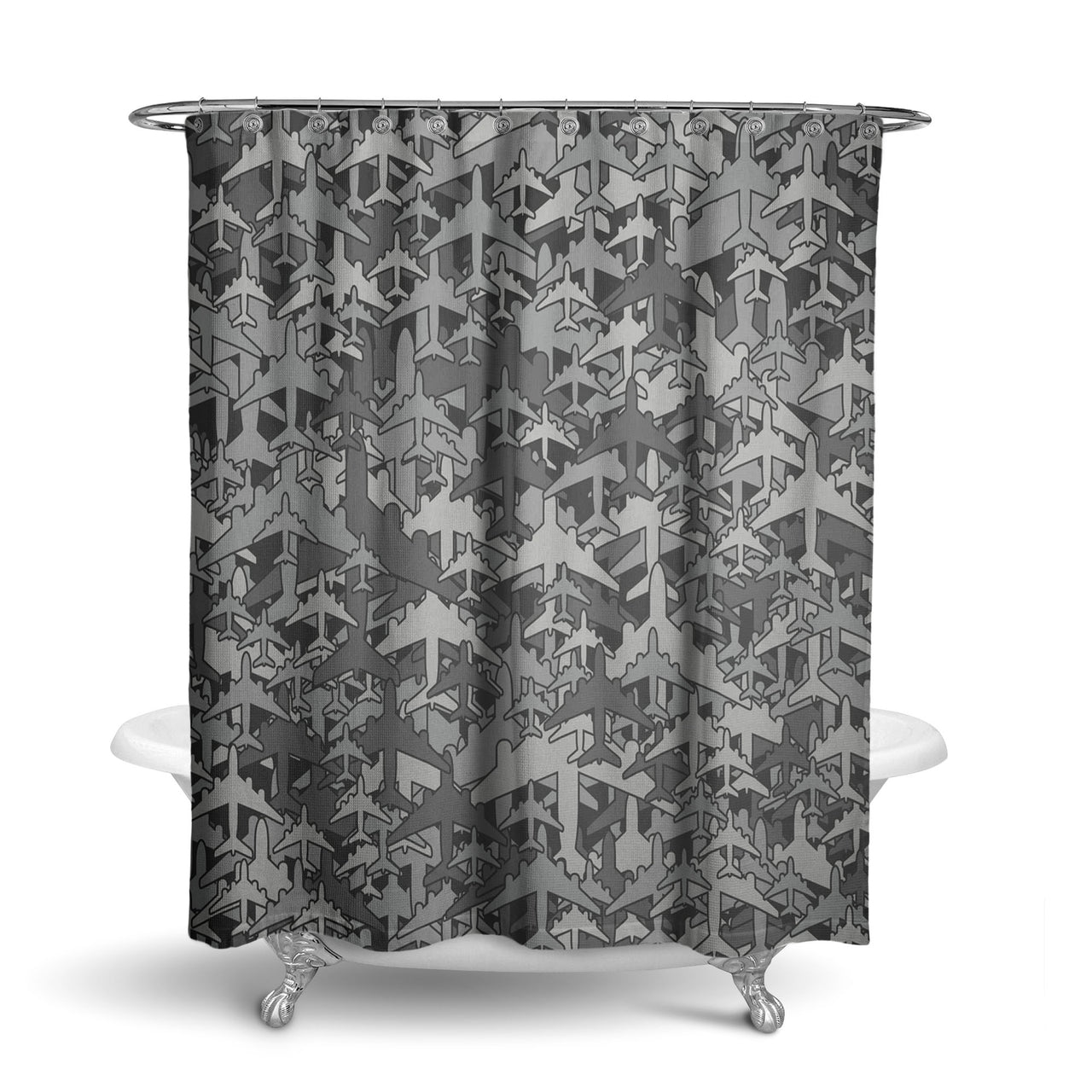 Dark Coloured Airplanes Designed Shower Curtains