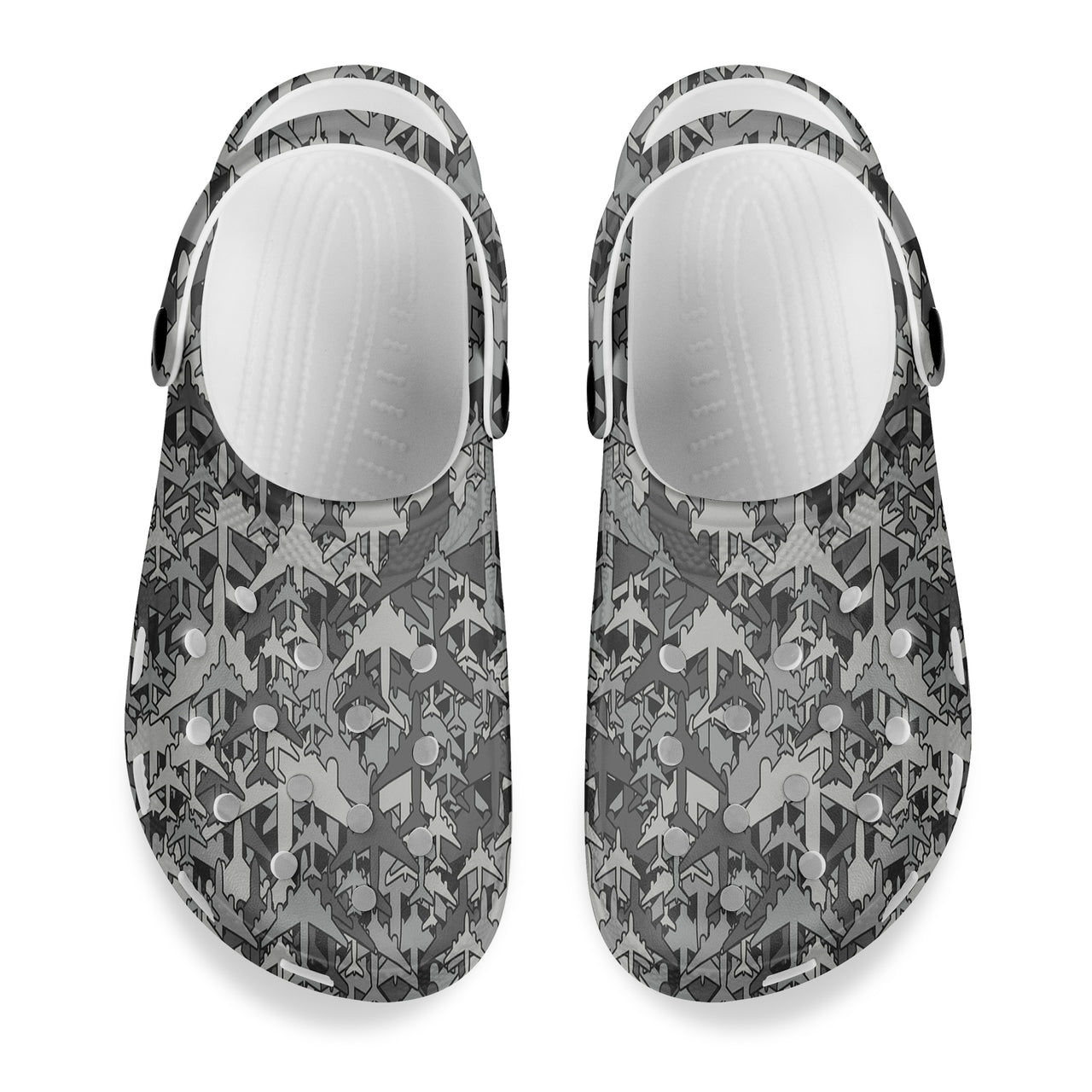 Dark Coloured Airplanes Designed Hole Shoes Slippers MEN