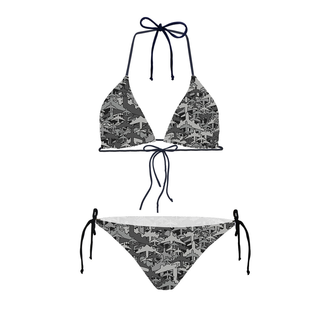 Dark Coloured Airplanes Designed Triangle Bikini