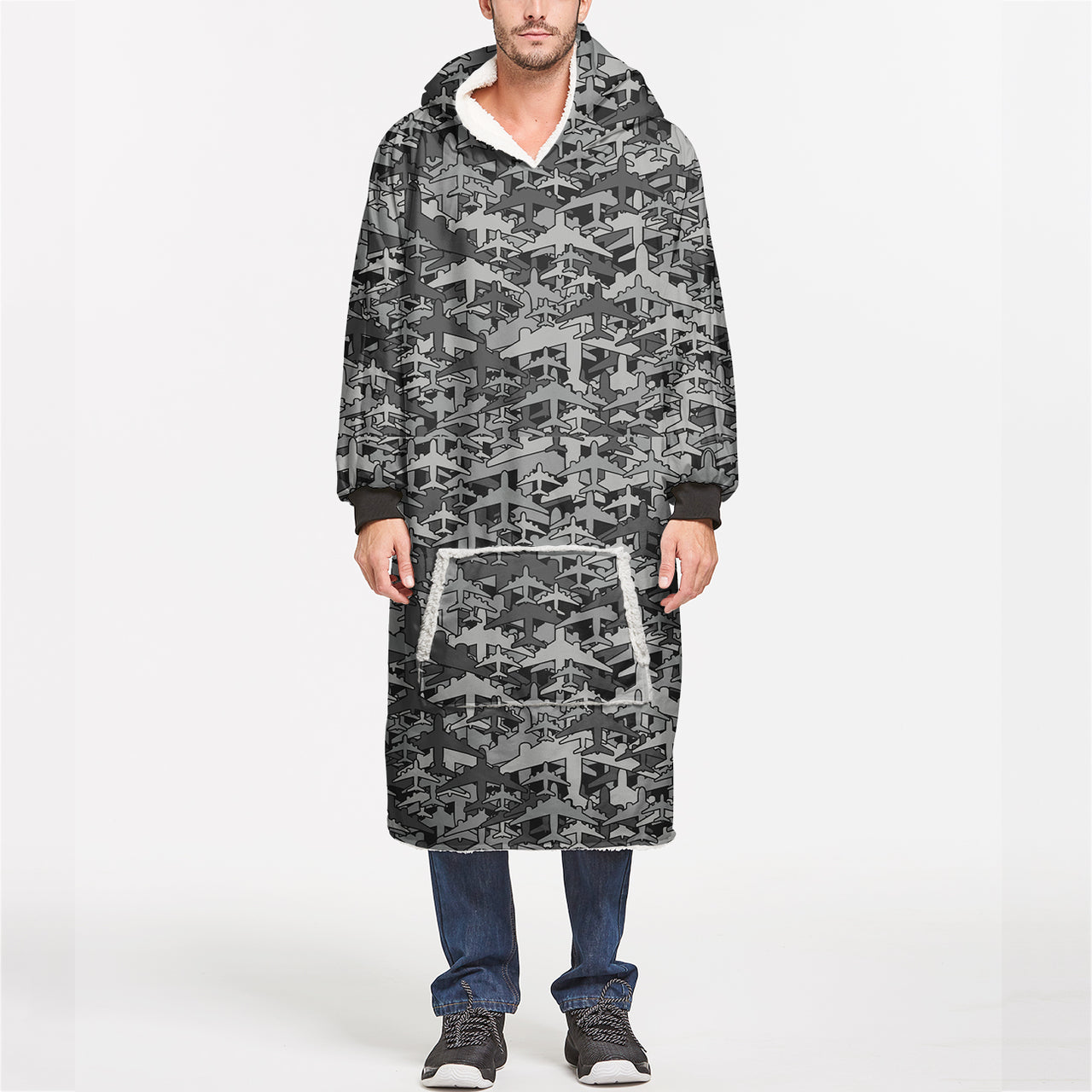 Dark Coloured Airplanes Designed Blanket Hoodies