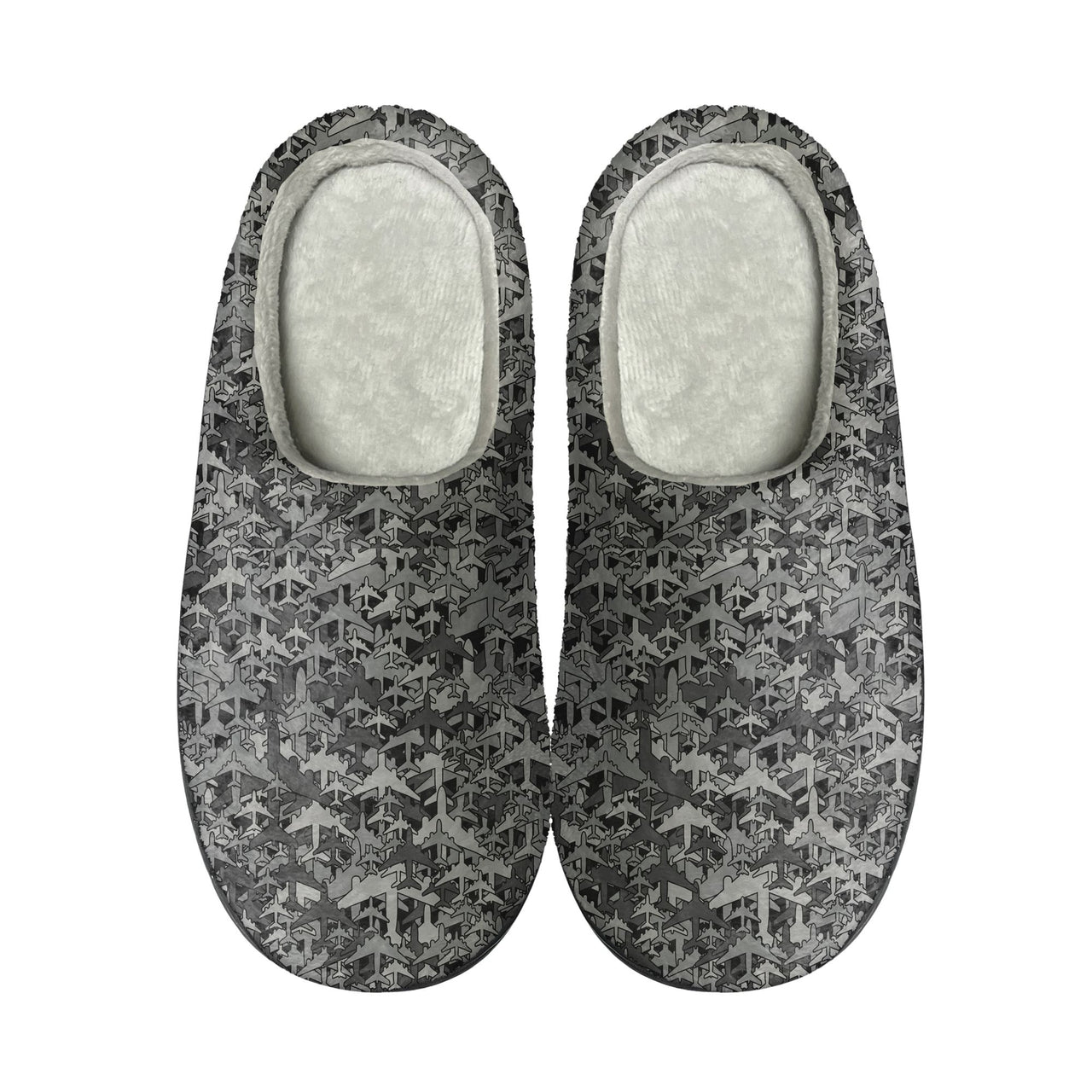 Dark Coloured Airplanes Designed Cotton Slippers