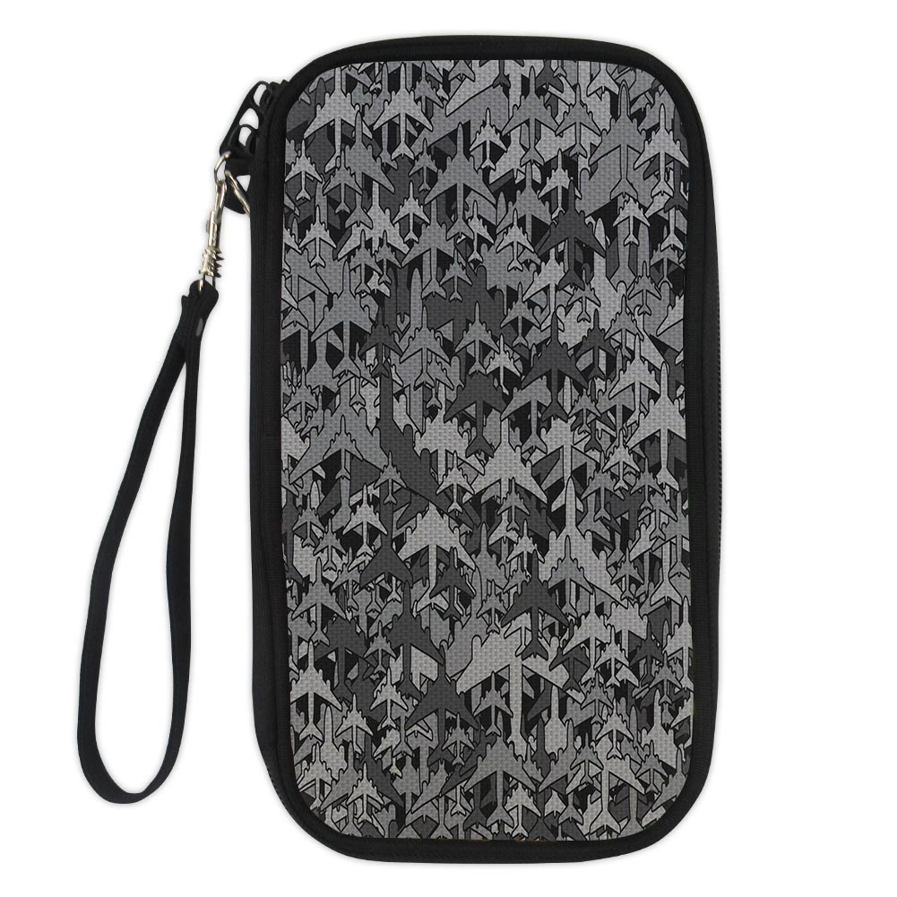 Dark Coloured Airplanes Printed Pillows Designed Travel Cases & Wallets