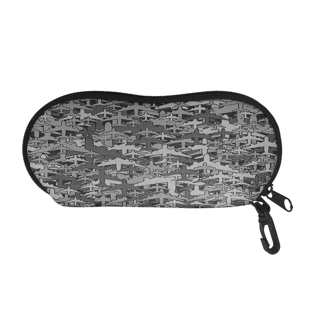 Dark Coloured Airplanes Designed Glasses Bag