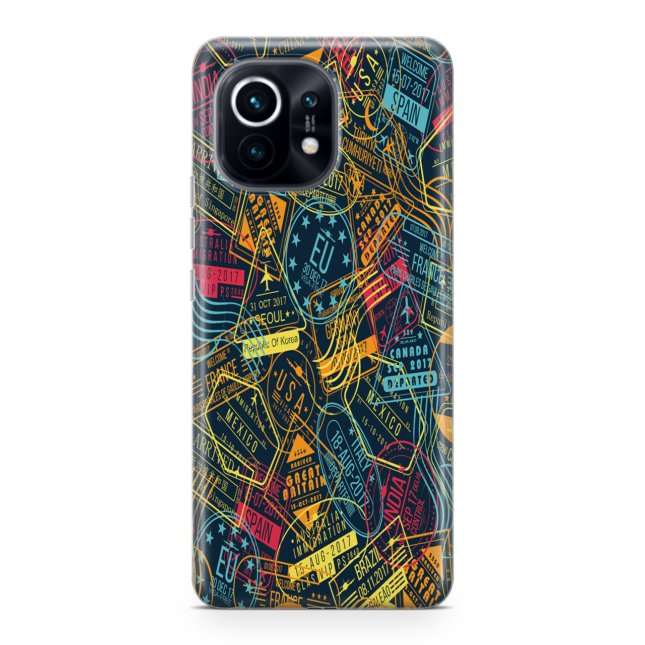 Dark Coloured Passport Stamps Designed Xiaomi Cases
