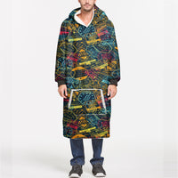 Thumbnail for Dark Coloured Passport Stamps Designed Blanket Hoodies