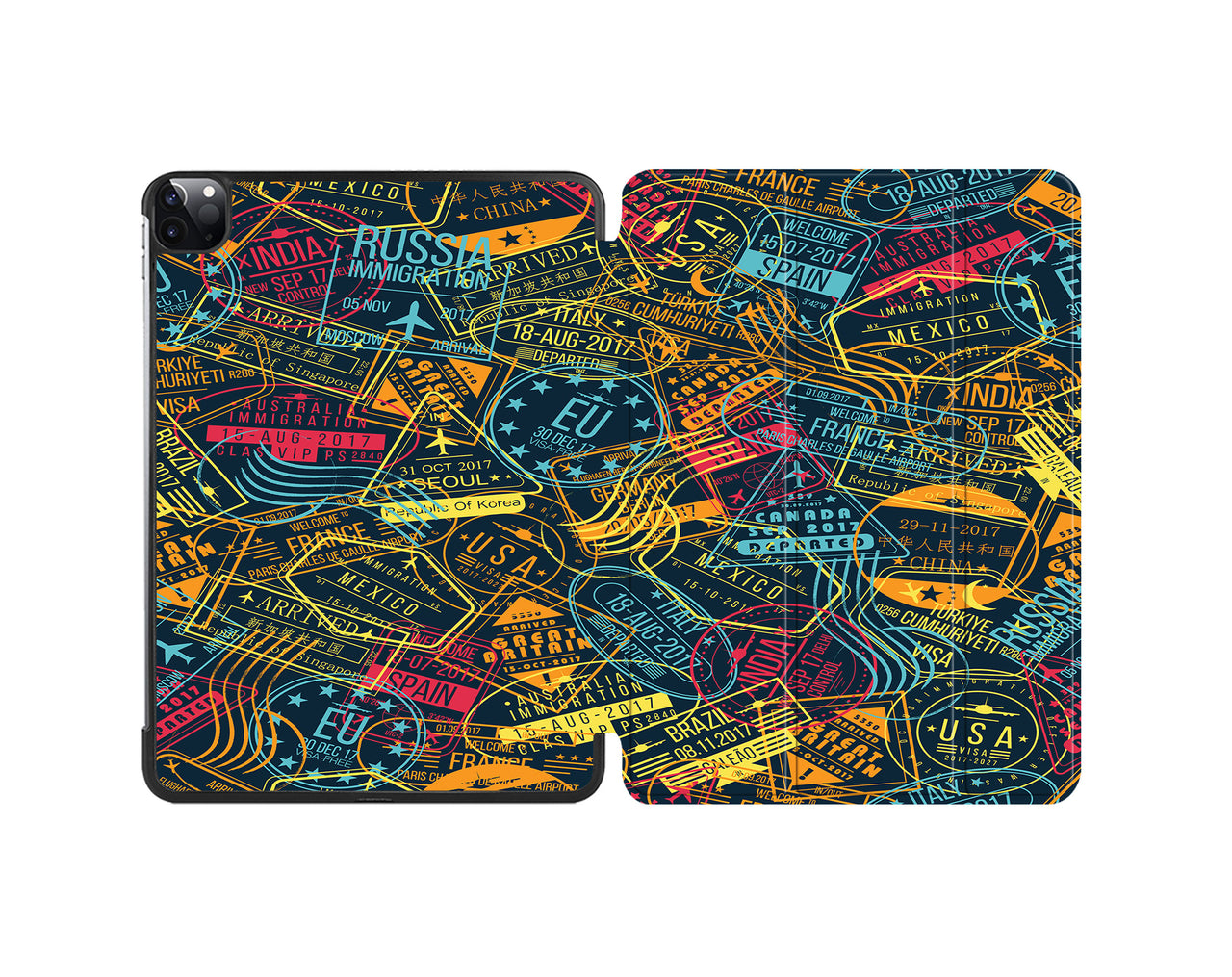 Dark Coloured Passport Stamps Designed iPad Cases