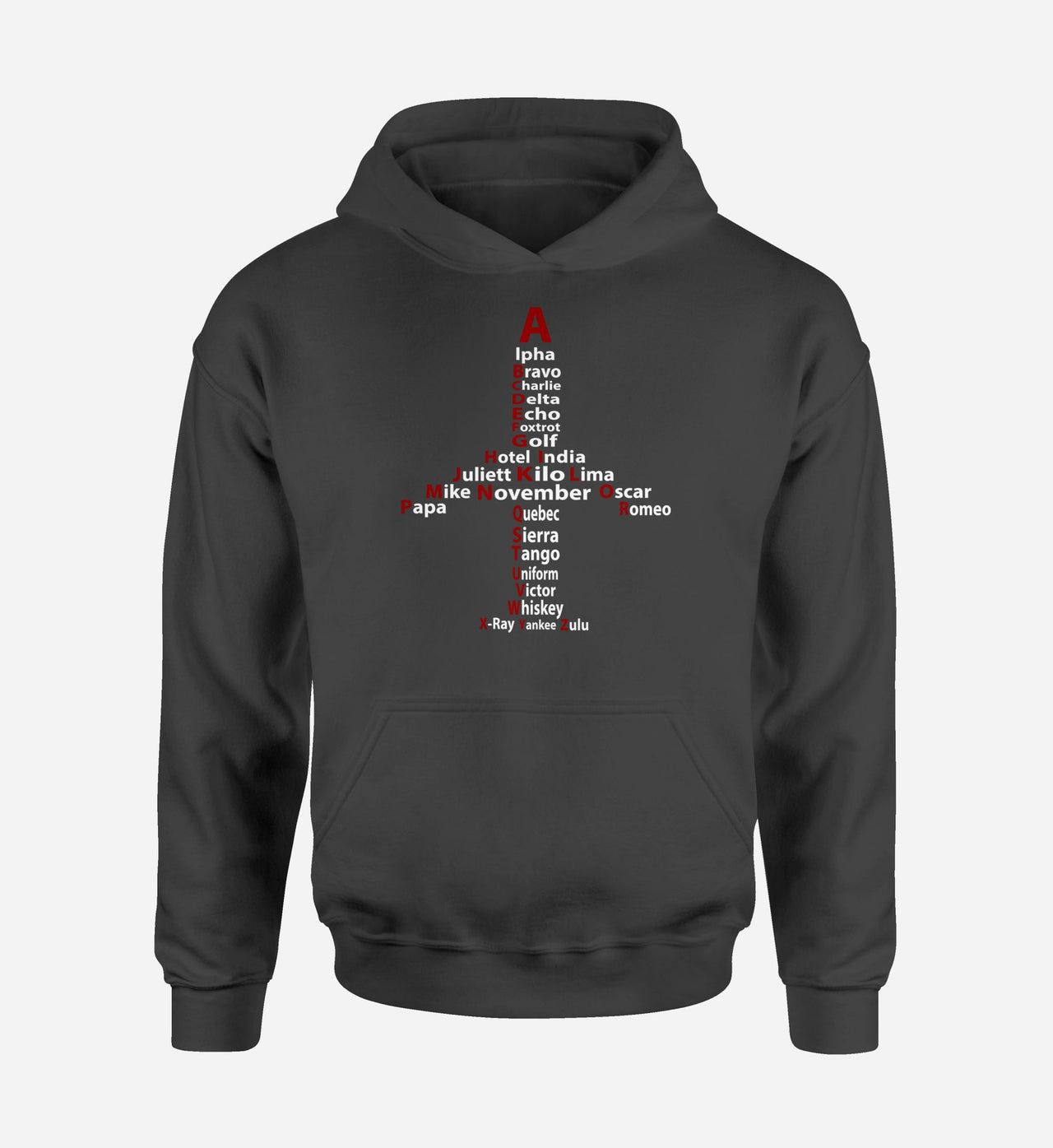 Airplane Shape Aviation Alphabet Designed Hoodies