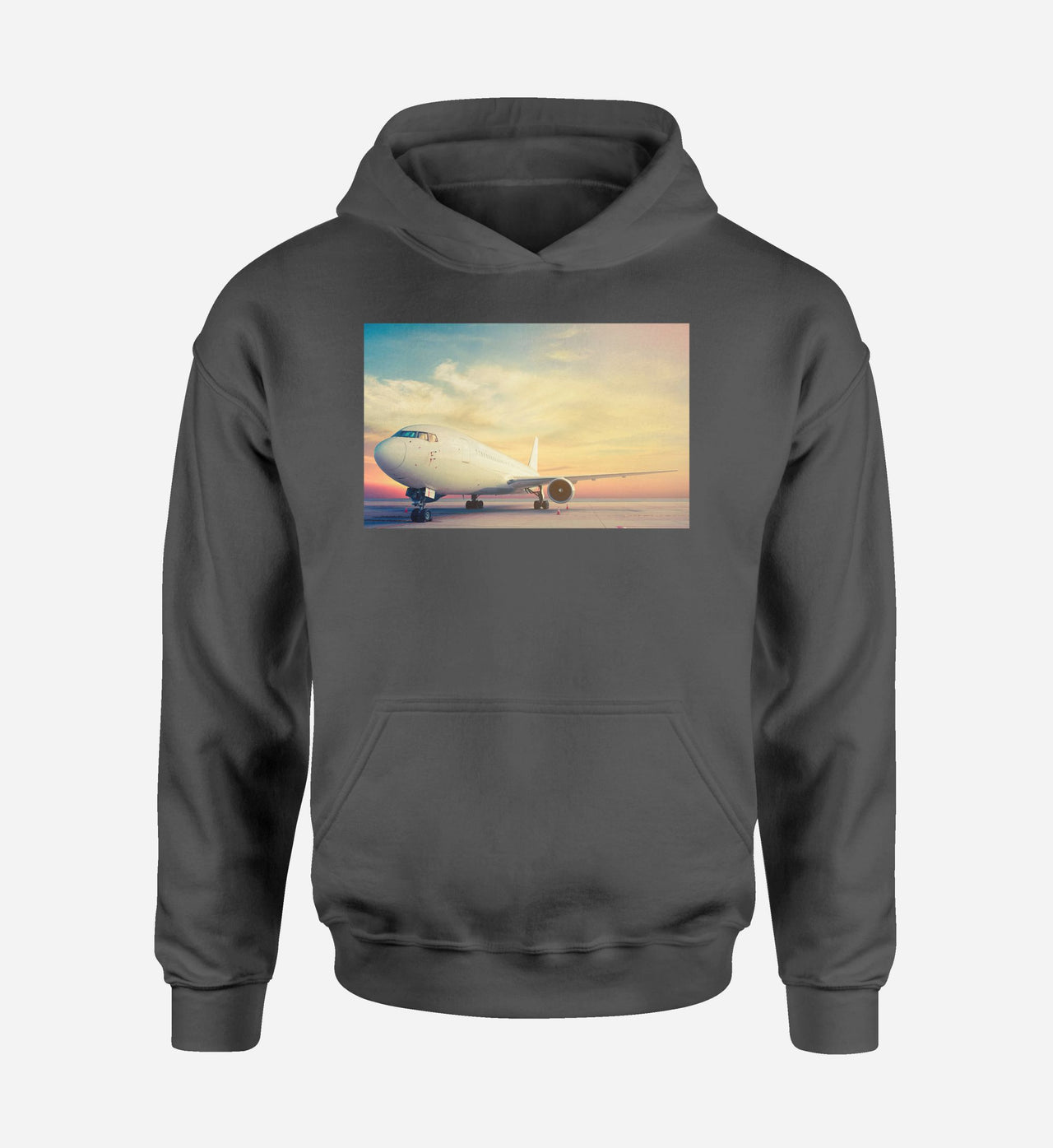 Parked Aircraft During Sunset Designed Hoodies