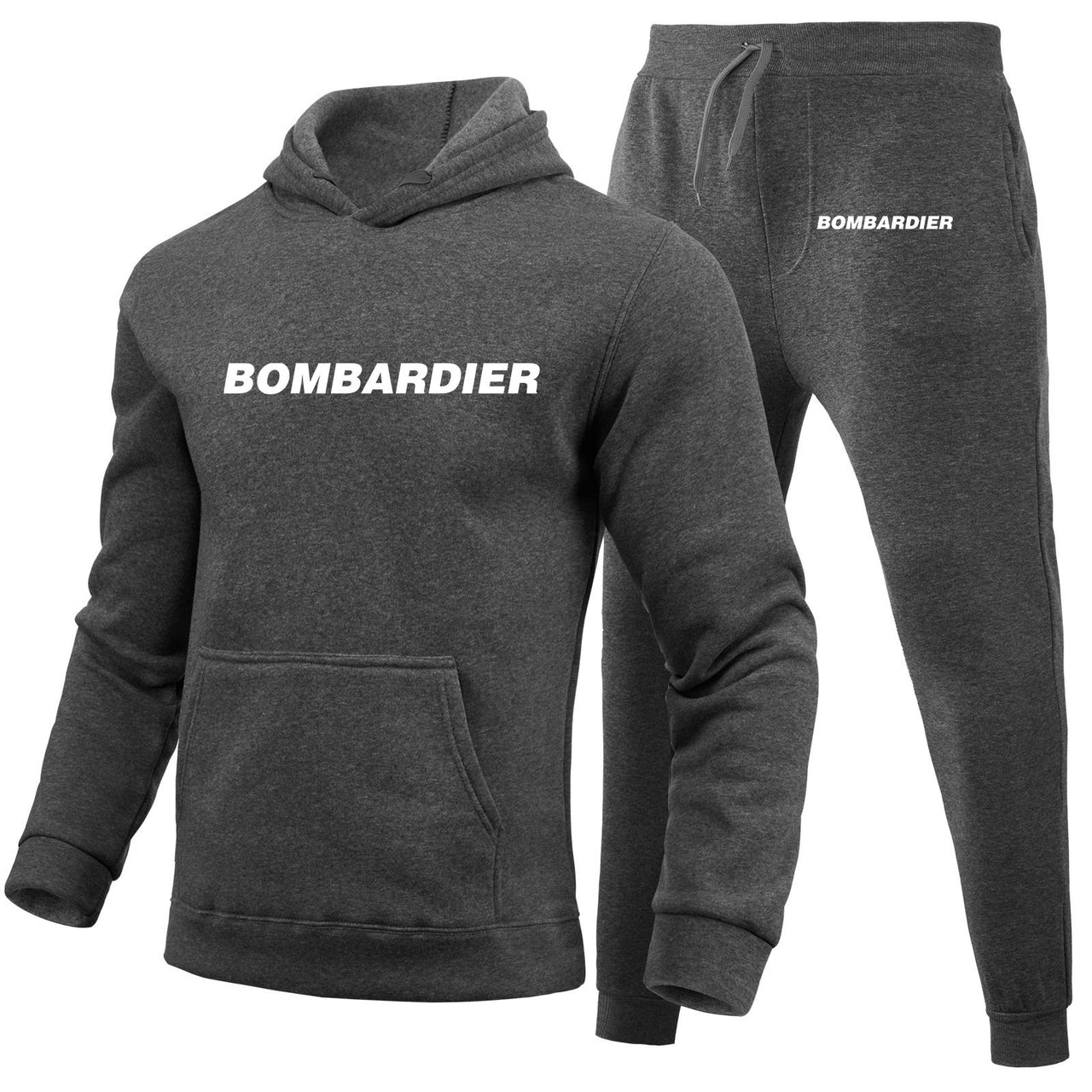 Bombardier & Text Designed Hoodies & Sweatpants Set