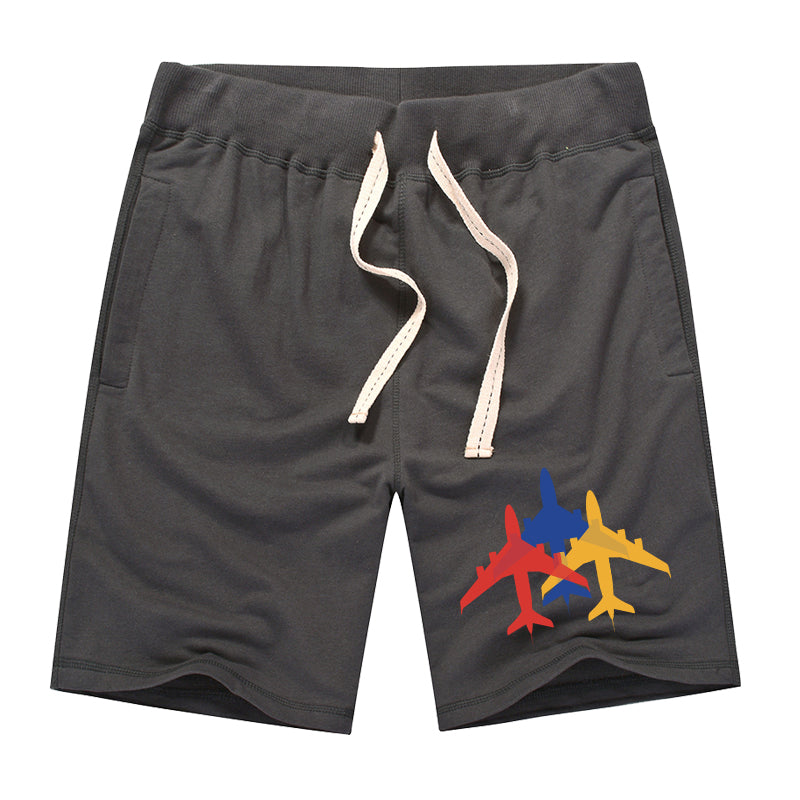 Colourful 3 Airplanes Designed Cotton Shorts