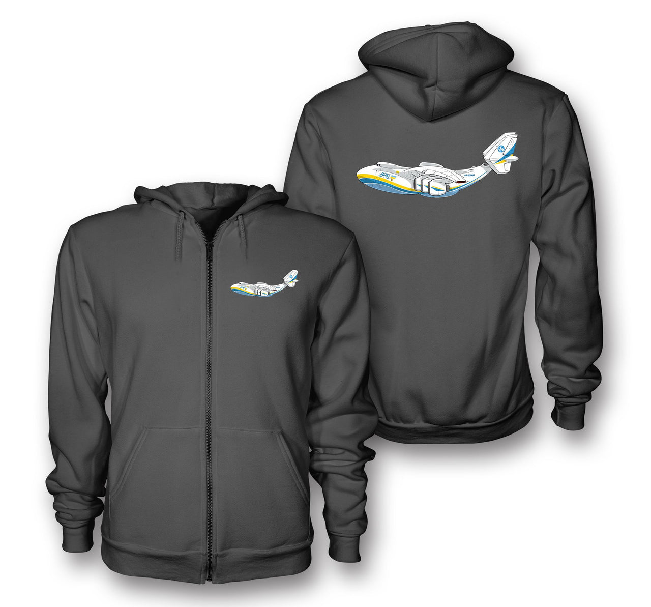 RIP Antonov An-225 Designed Zipped Hoodies
