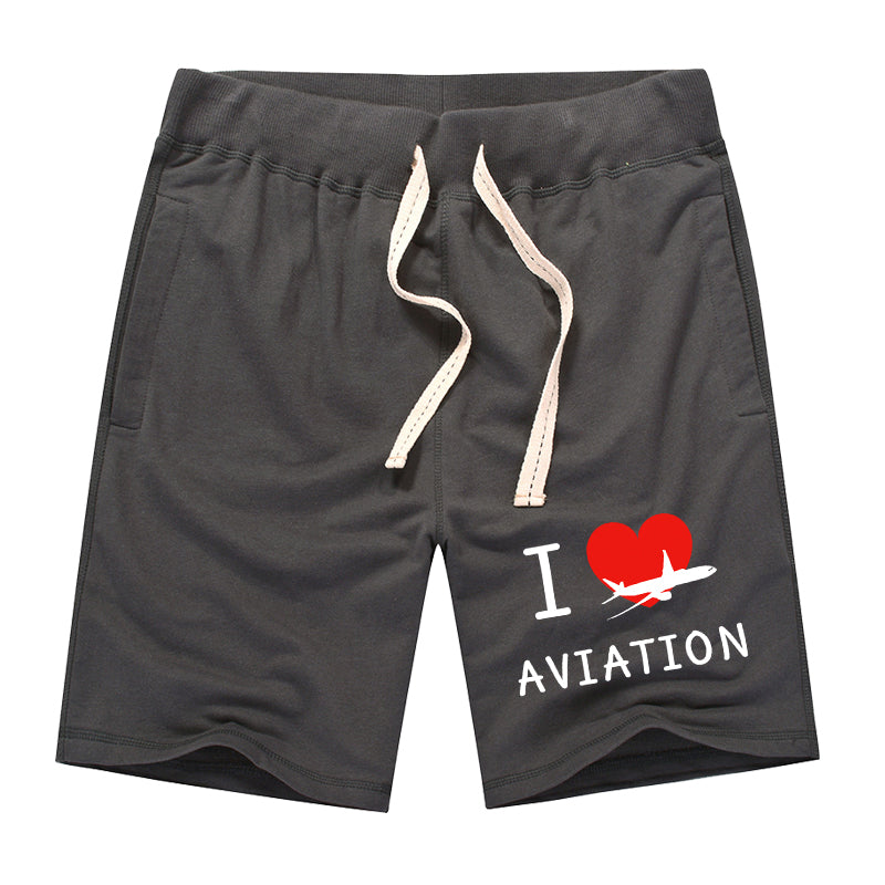 I Love Aviation Designed Cotton Shorts