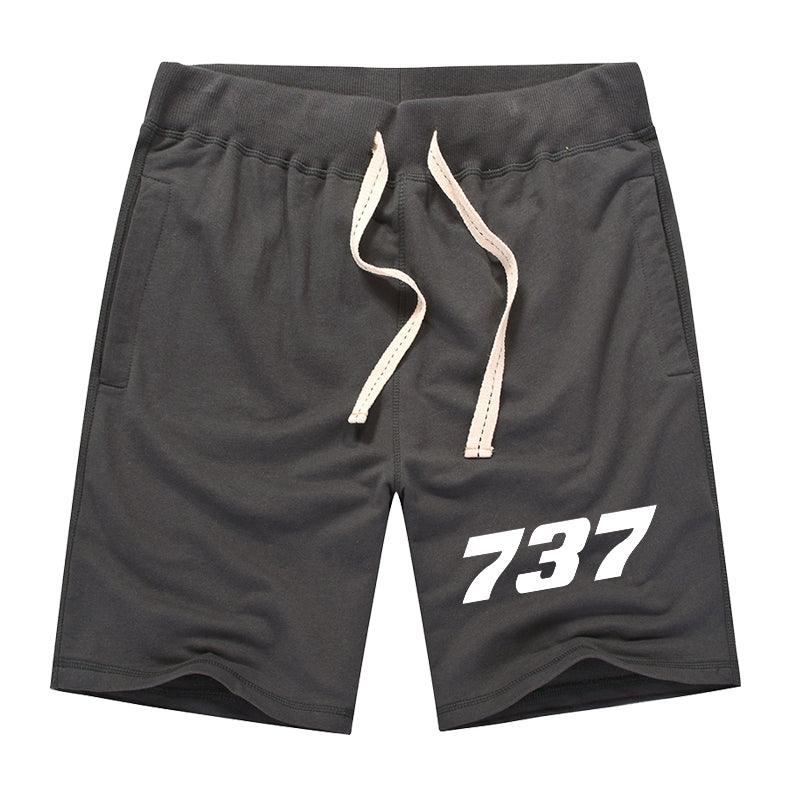 737 Flat Text Designed Cotton Shorts