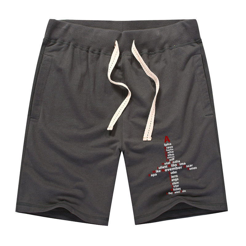 Airplane Shape Aviation Alphabet Designed Cotton Shorts