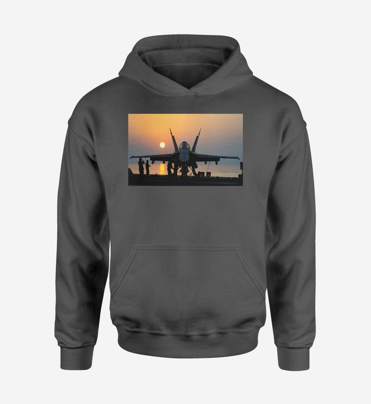 Military Jet During Sunset Designed Hoodies