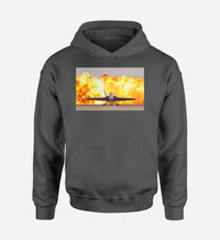 Thumbnail for Face to Face with Air Force Jet & Flames Designed Hoodies