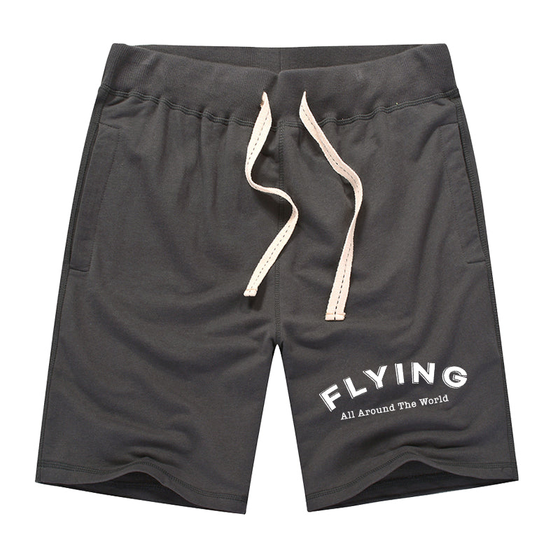 Flying All Around The World Designed Cotton Shorts