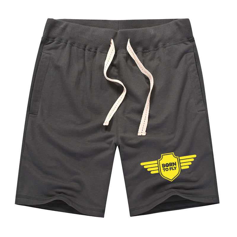 Born To Fly & Badge Designed Cotton Shorts