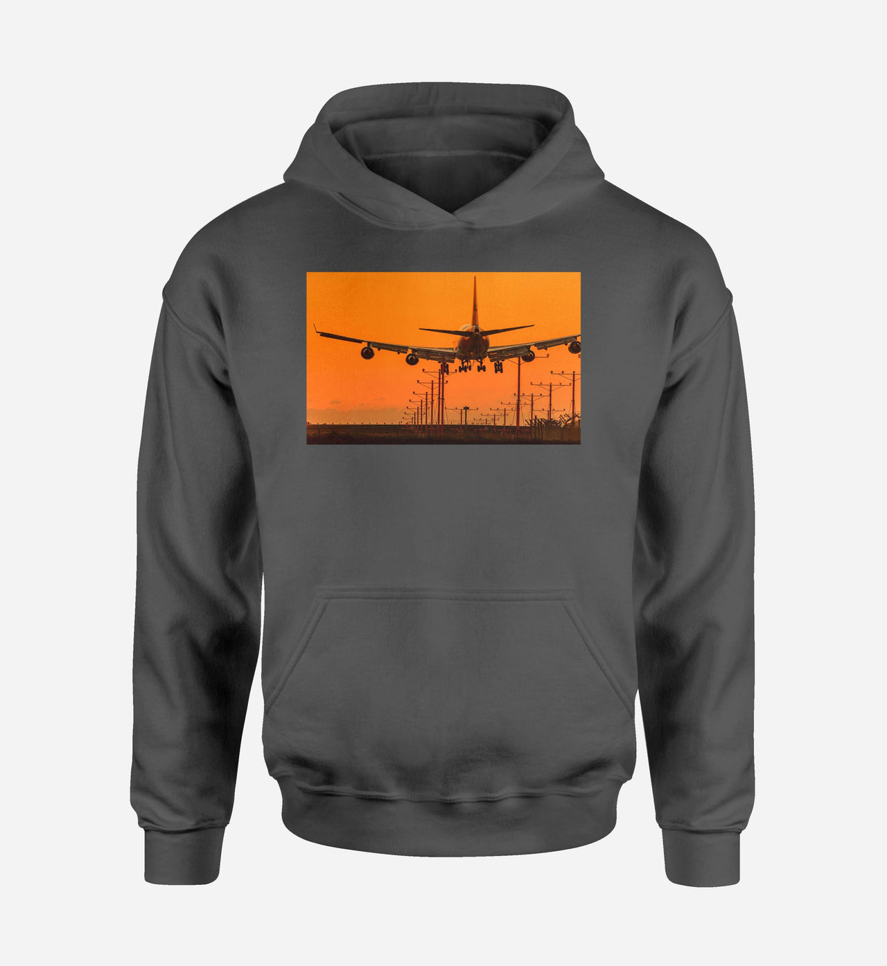 Close up to Boeing 747 Landing at Sunset Designed Hoodies