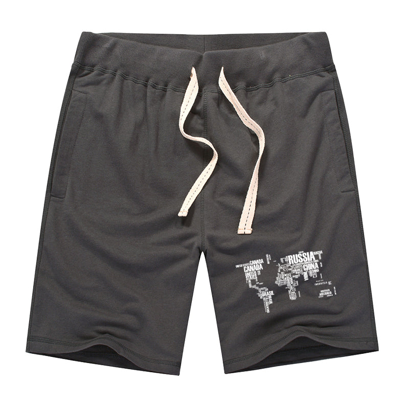 World Map (Text) Designed Cotton Shorts