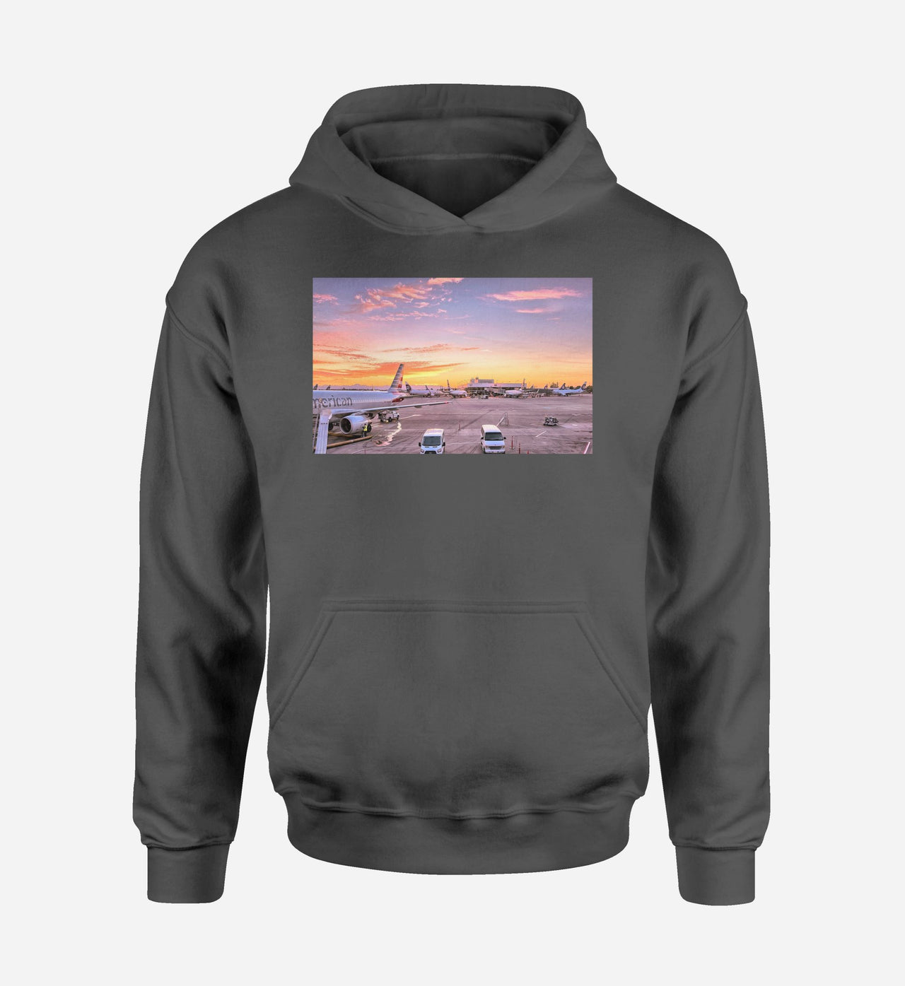 Airport Photo During Sunset Designed Hoodies