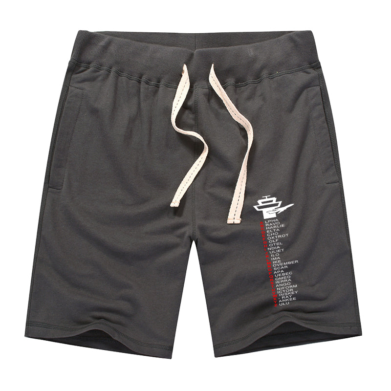 Aviation Alphabet Designed Cotton Shorts