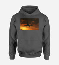 Thumbnail for Beautiful Aircraft Landing at Sunset Designed Hoodies