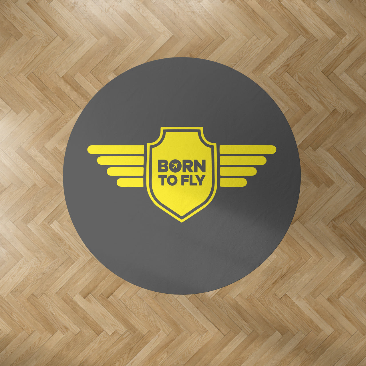 Born To Fly & Badge Designed Carpet & Floor Mats (Round)