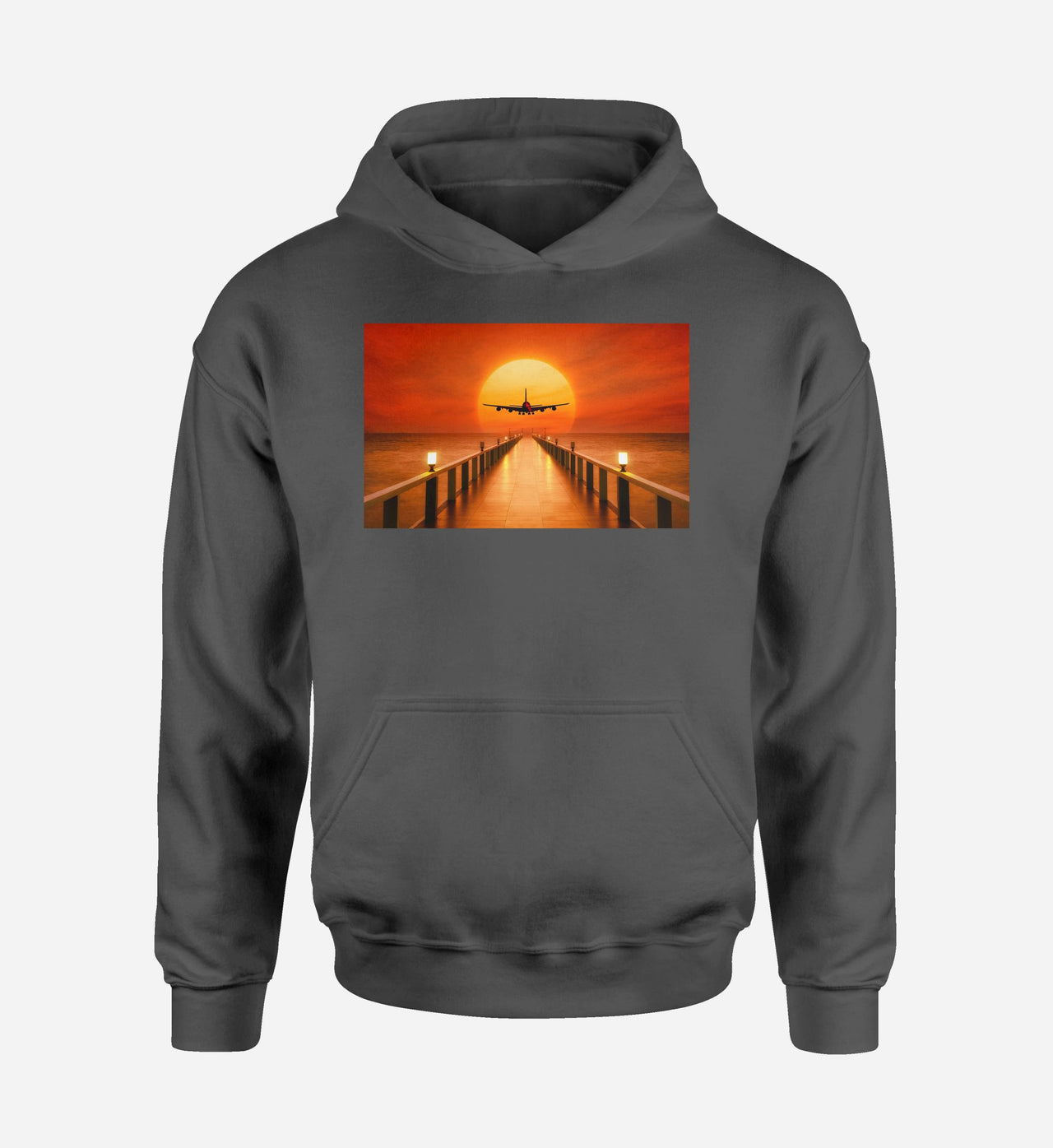 Airbus A380 Towards Sunset Designed Hoodies