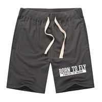 Thumbnail for Born To Fly Forced To Work Designed Cotton Shorts