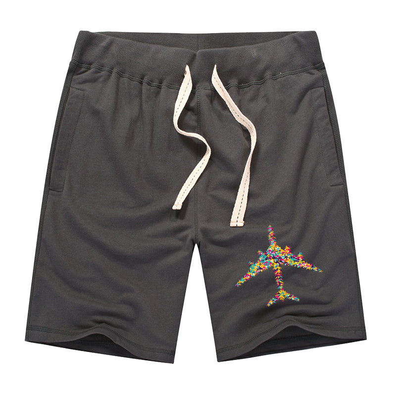 Colourful Airplane Designed Cotton Shorts