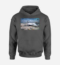 Thumbnail for Lufthansa's A380 At The Gate Designed Hoodies