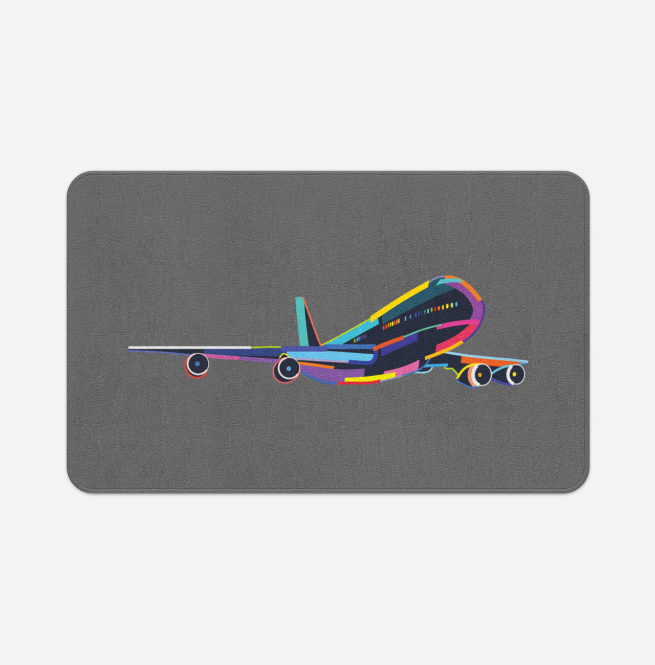 Multicolor Airplane Designed Bath Mats