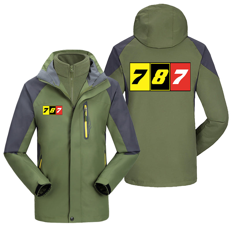 Flat Colourful 787 Designed Thick Skiing Jackets