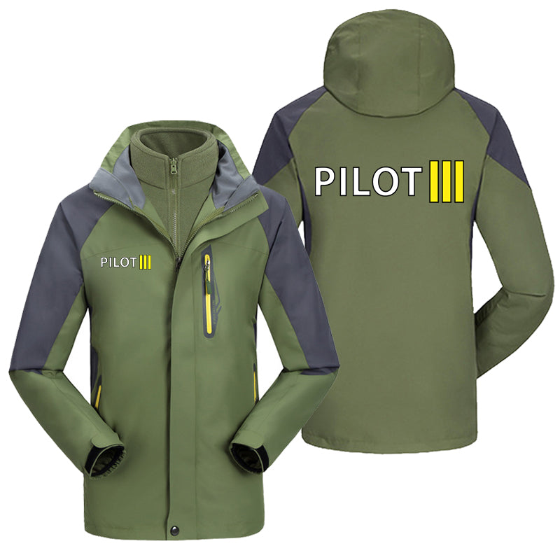 Pilot & Stripes (3 Lines) Designed Thick Skiing Jackets