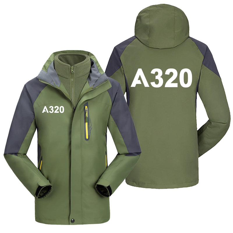 A320 Flat Text Designed Thick Skiing Jackets