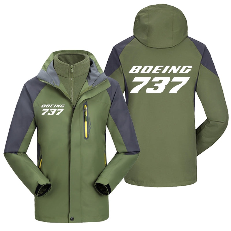 Boeing 737 & Text Designed Thick Skiing Jackets