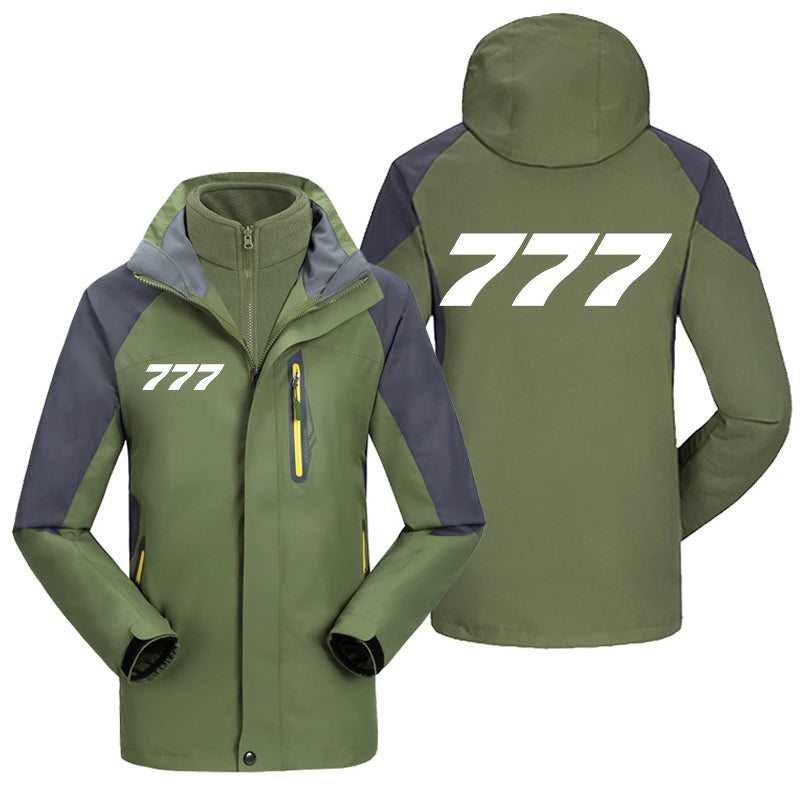 777 Flat Text Designed Thick Skiing Jackets
