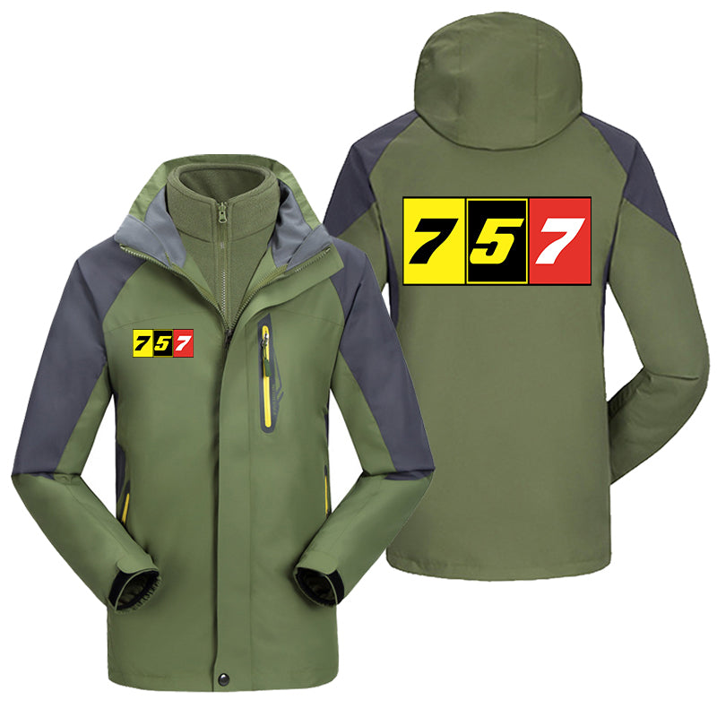 Flat Colourful 757 Designed Thick Skiing Jackets