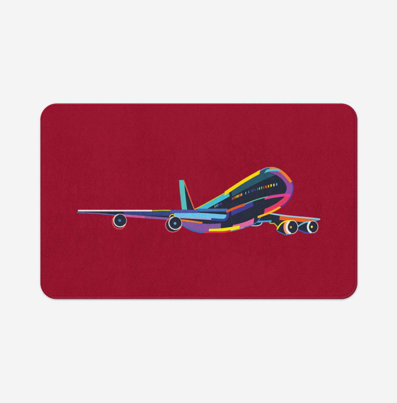 Multicolor Airplane Designed Bath Mats
