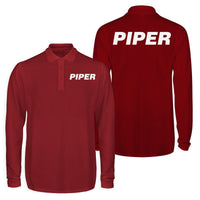 Thumbnail for Piper & Text Designed Long Sleeve Polo T-Shirts (Double-Side)