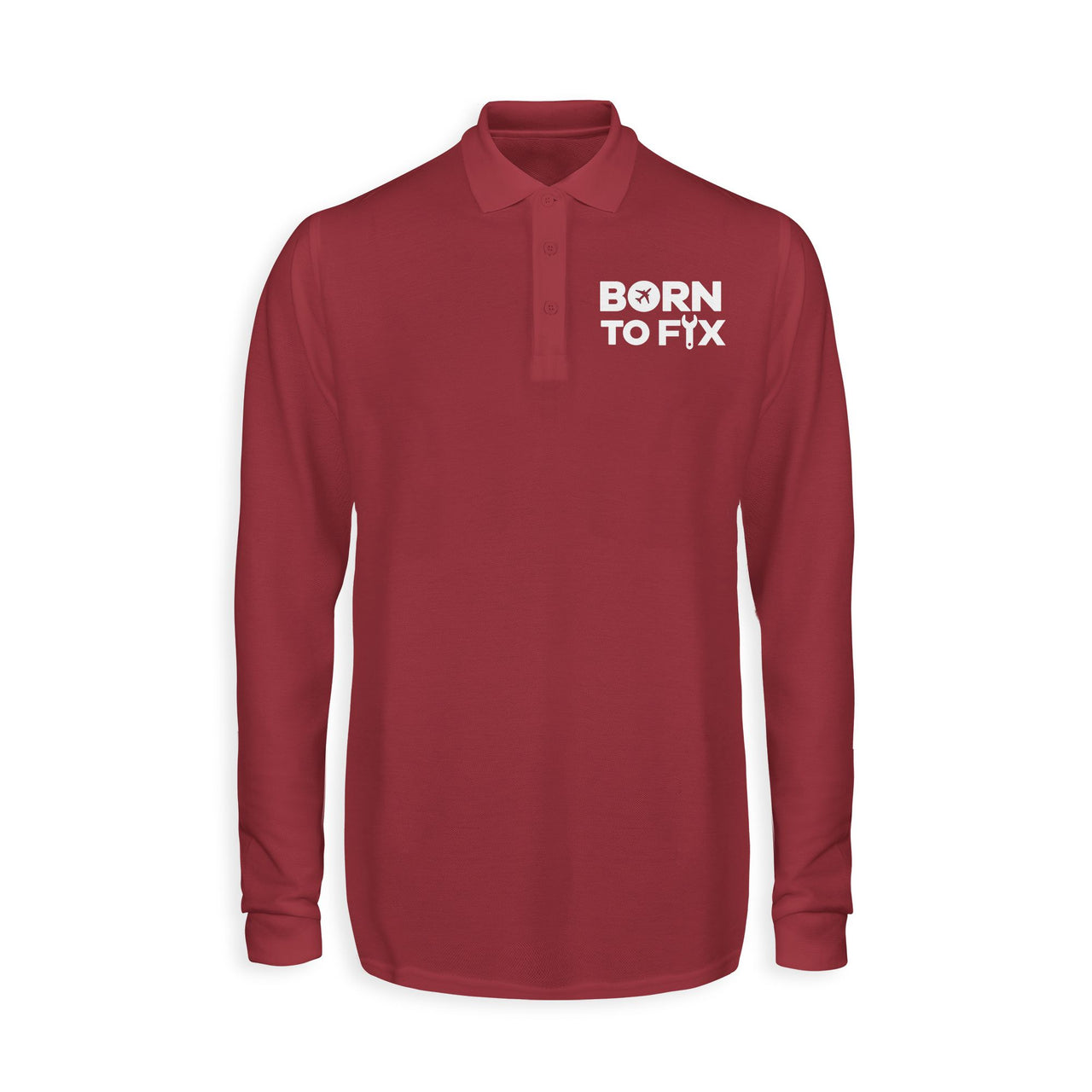 Born To Fix Airplanes Designed Long Sleeve Polo T-Shirts