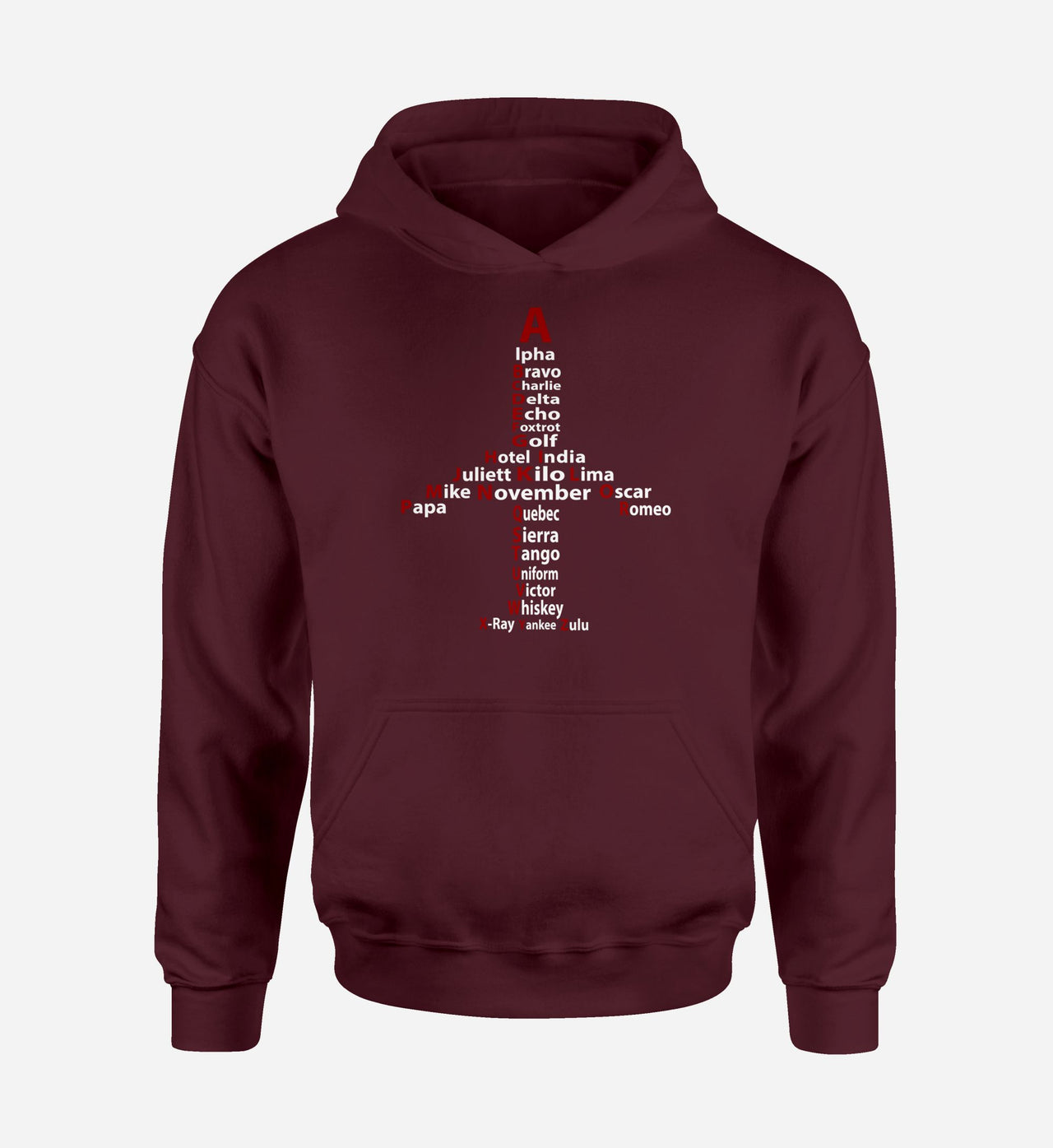 Airplane Shape Aviation Alphabet Designed Hoodies