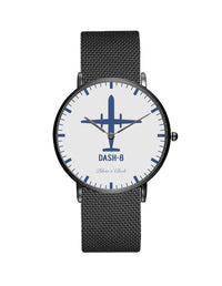 Thumbnail for Bombardier Dash-8 Stainless Steel Strap Watches Pilot Eyes Store Black & Stainless Steel Strap 