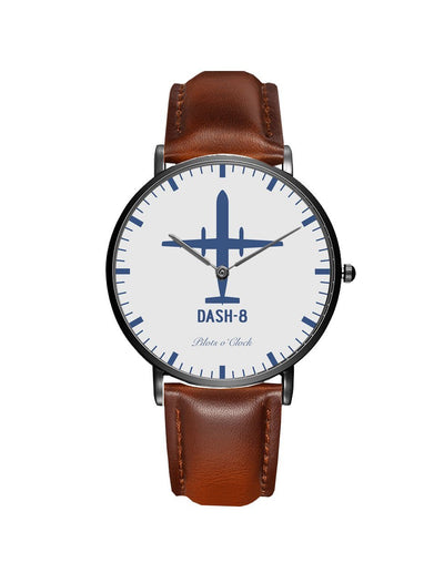 Side view of Bombardier Dash-8 aviation slim watch in stainless steel, polished finish.